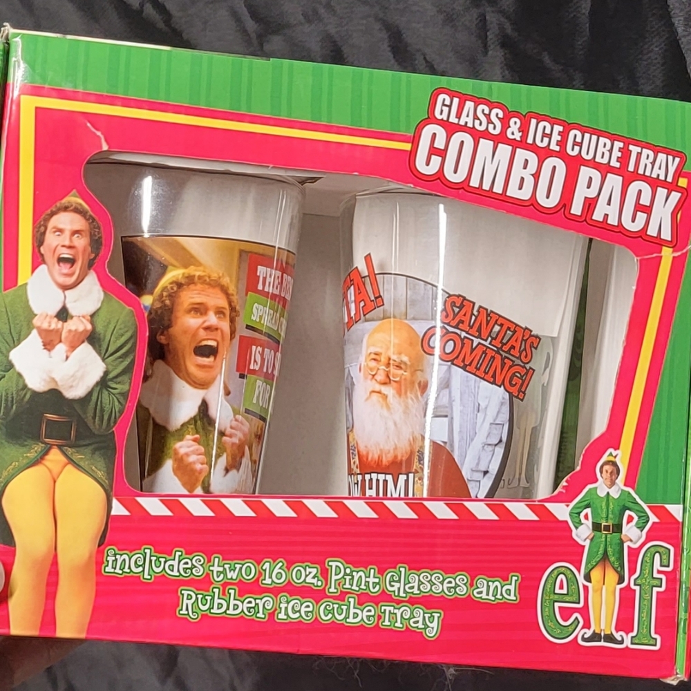 Buddy The Elf Movie Pint Glasses & Ice Cube Tray Combo Pack